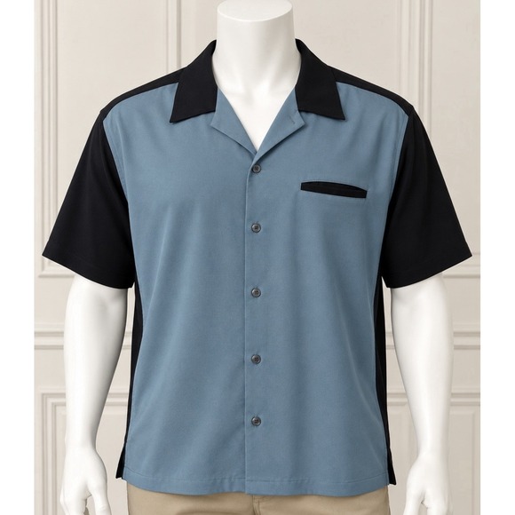 Geoffrey Beene Other - Geoffrey Beene Men's Colorblock Short Sleeve Button Up Shirt Blue Black Large L
